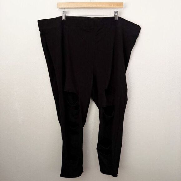 TORRID | Black Full-Length Mesh Slit Pocket Leggings Fishnet Distressed | 6 (6X) - Picture 8 of 10